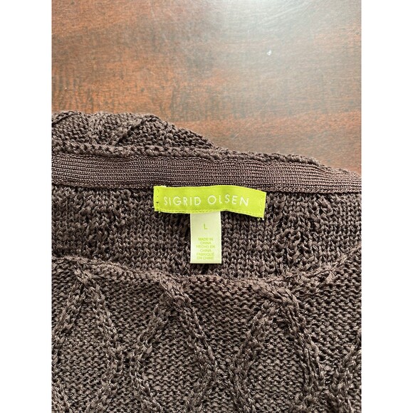 Sigrid Olsen Sweater Womens Large Brown 3/4 Sleeve Pullover Top - Picture 7 of 8